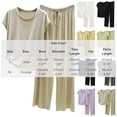 thumbnail image 3 of uublik Comfy Pajamas for Women Set 2 Piece Lounge Set Casual Short Sleeve Tops and Wide Leg Pants Loungewear Matching Sleepwear Green, 3 of 8