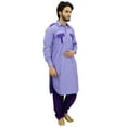thumbnail image 3 of Atasi Men's Pathani Style Men's Salwaar Kameez Purple Punjabi Shirt-Small, 3 of 6
