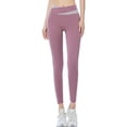 thumbnail image 2 of HJYCHN Women's Color Block High Waist Performance Yoga Pants for Sports Running and Athletic Fitness Training Purple L, 2 of 8
