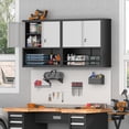 thumbnail image 2 of Kitchen Pantry Cabinet with Adjustable Shelves & 2 Doors,Metal Storage Cabinet with Locker for Kitchen,Living Room,Dining Room,Office,Black+Grey, 2 of 8