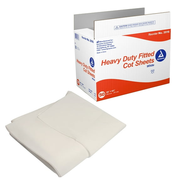 Dynarex Disposable Bed Sheets, Medical Cot Sheets & Covers for Mattress, Stretcher, Gurney - Waterproof Hospital Bed Sheets & Protectors - Breathable Non-Woven Fabric, Fitted Sheet, 30x83", 50 Count