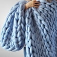 thumbnail image 1 of Chunky Knit Blanket Merino Wool Hand Made Throw Boho Bedroom Home Decor Giant Yarn, 1 of 3