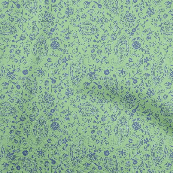oneOone Polyester Spandex Sea Green Fabric Asian Floral Traditional Sewing Fabric By The Yard Printed Diy Clothing Sewing Supplies 56 Inch Wide