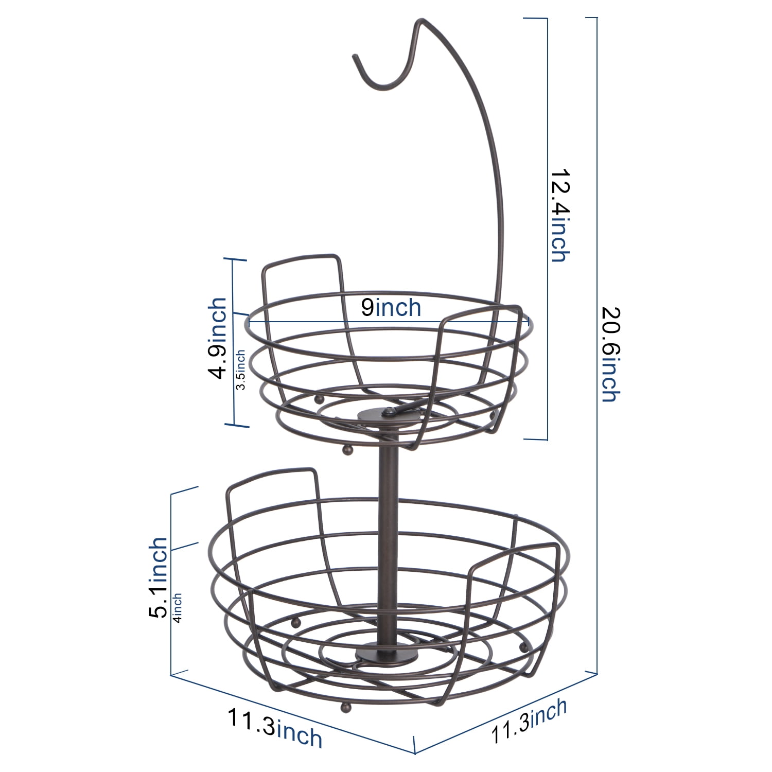 Fuleadture 2-Tier Countertop Fruit Baskets,Fruit Bowl With Banana Holder in Home for countertop