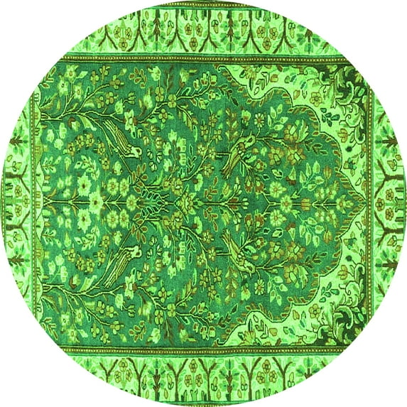Ahgly Company Indoor Round Animal Green Traditional Area Rugs, 7' Round