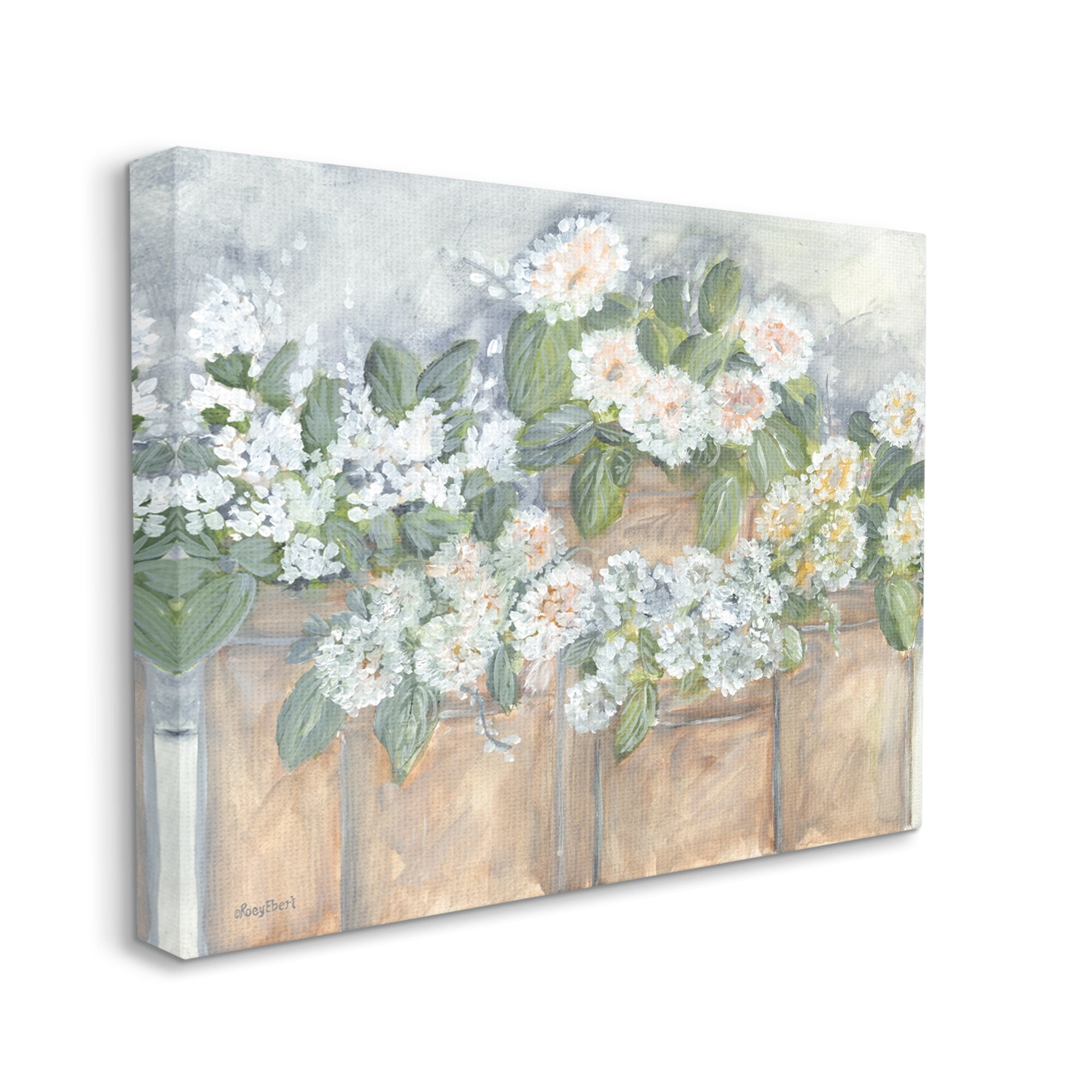 Stupell Industries Country Rustic White Flower Bouquets Arrangement Design Drawings Gallery-Wrapped Canvas Print Wall Art, 20x16, by Roey Ebert