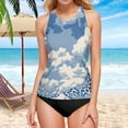thumbnail image 5 of Women's Printed Tankini Top - High Elasticity Slim-Fit Swimsuit with Removable Straps & Cups, Perfect for Beach & Pool Parties，Leopard Print Pattern, 5 of 7