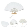 thumbnail image 3 of Unique Bargains Lace Trim Orchid with Tassel Folding Fan 1 Pc White, 3 of 5