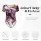 thumbnail image 4 of Fotbe Purple Gold Marble Swirls Body de Mujer con Cuello Redondo y Mangas Cortas, Sin Mangas Ajustado, Suave, Cómodo y Básico-Small, 4 of 7