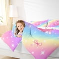 thumbnail image 4 of Manfei Kawaii Monogram J 7-Piece King Bedding,Cute Rainbow Dessert King Bed in a Bag,Pink,Colorful Stars Reversible, 4 of 7