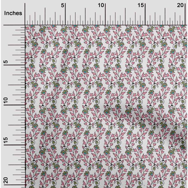 oneOone Polyester Lycra Fabric Leaves & Floral Block Print Fabric By The Yard 56 Inch Wide