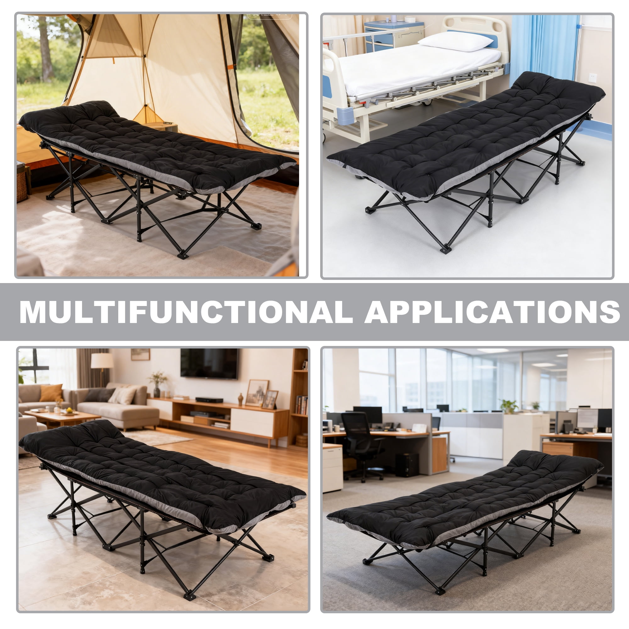 FlexWave 78" x 32" Folding Camping Cot with Mattress for Adults, 880 lb Heavy Duty Portable Guest Bed for Camping, Home & Travel