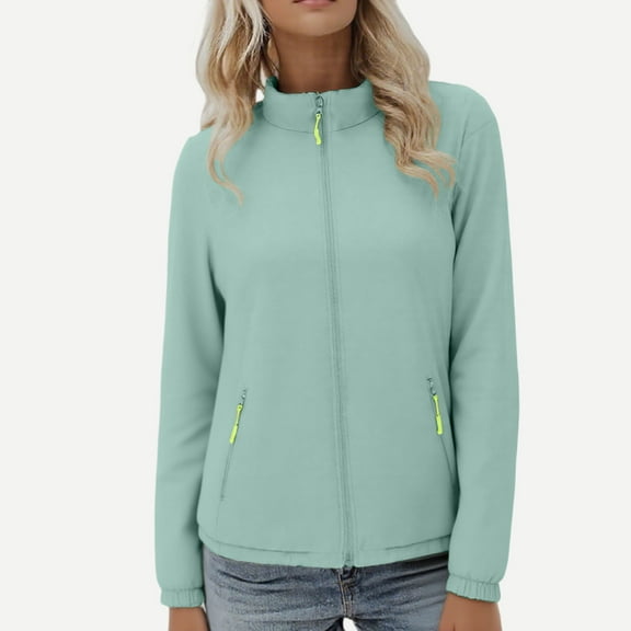 Windbreaker Jacket Women Sevevn Women's Windbreaker Zip Up Coat Lightweight Soft Warm Long Sleeve Jackets with Pockets for Hiking