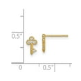 thumbnail image 2 of 14k Solid Yellow Gold Key Cubic Zirconia Post Earrings 8mm long Stud Earring for Women, 2 of 2
