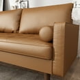 thumbnail image 3 of Modern Faux Leather Sofa - Living Room Couch, Brown, Comfortable Seating, 3 of 6