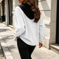 thumbnail image 4 of Women's Solid Corduroy Hooded Jacket, Button Front Long Sleeve Open Coat with Chest Flap Pockets Casual Outerwear White M(M), 4 of 9