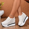 thumbnail image 4 of Vibrex Women's Sandals Women's Fashionable And Casual Versatile Hollow Wedge Heel Eye-Catching Summer And Fall Style Comfortable Elastic Thick-Soled Shoes For Travel,Daily,Vacations_Beige_6, 4 of 9