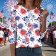 thumbnail image 4 of UngA 250th Anniversary Shirt Women 3/4 Sleeve American Flag Patriotic V-Neck Shirt 4th of July T-Shirt USA Flag Stars Stripes Graphic Tee Tops (Watermelon Red,XXXL), 4 of 8