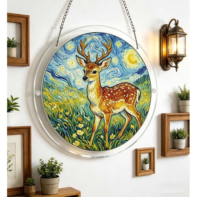Decoración colgante para ventana de acrílico estilo vitral con paneles coloridos para uso en interiores y exteriores en el hogar y jardín