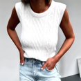 thumbnail image 3 of Summer Knit Tank Top for Women - Lazy Round Neck Sleeveless Fashion Shirt White M, 3 of 5