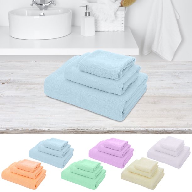 Set de toallas de baño de algodón de 3 piezas: diseño de oso en relieve súper absorbente, de secado rápido y en relieve para baño, playa y gimnasio