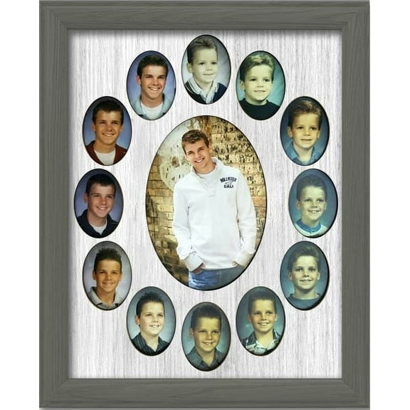 School Years Picture Frame - Oval Collage - Holds 2x3 Wallet Photos - K-12 School Days - 11x14