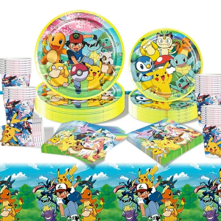 Forfamy Cartoon Birthday Party Plates and Napkins Set, Serves 20 Guests