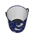 thumbnail image 3 of ZNDUO Round Laundry Basket, Waterproof Collapsible Laundry Baskets with Handles, Medium Size - Unicorn Leaves Blue Pattern, 3 of 8