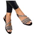thumbnail image 3 of asdoklhq Sandals for Women Clearance Under $10,Women's Summer Rhinestone Buckle Strap Beach Open Toe Breathable Sandals Shoes, 3 of 6