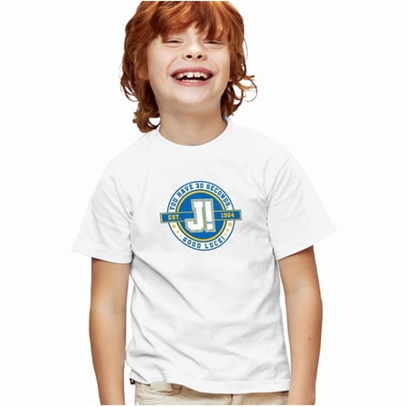 Popfunk Jeopardy 30 Second Varsity Kids T Shirt for Youth Boys and Girls, White, Large