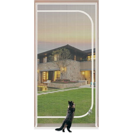 Reinforced Cat Screen Door,Fits Door Opening Size 32''x 80'',Thickened Cat Proof Screen Door Mesh with Zipper Closure for Living Room,Kitchen,Bedroom.