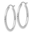 thumbnail image 2 of 14K White Gold Earring Hoop Women'S 25 mm Diamond-Cut 2Mm Round Tube Earrings, 2 of 4