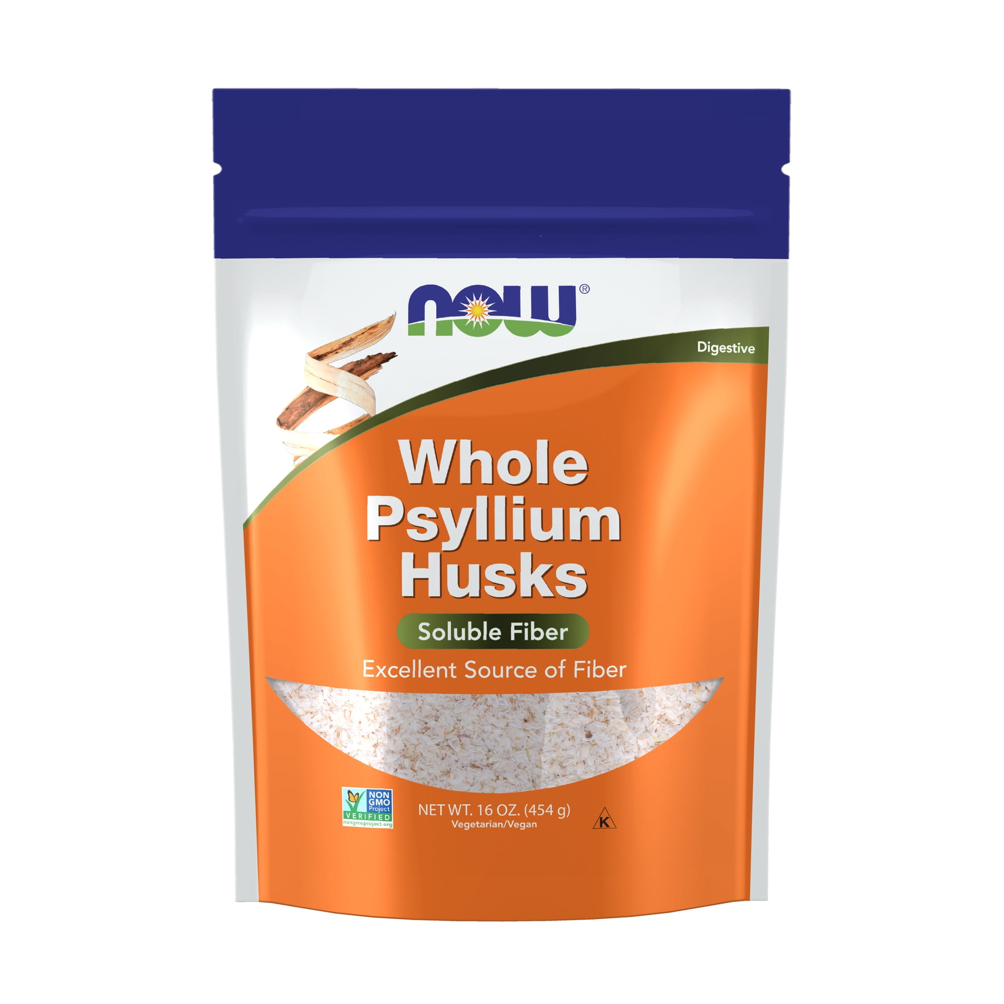 NOW Supplements, Whole Psyllium Husks, Non-GMO Project Verified, Soluble Fiber, 16-Ounce