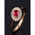thumbnail image 2 of Limited Time Sale 1.25 Carat Antique Design Vintage Red Ruby and Diamond Halo Engagement Ring in 10k Rose Gold for Women on Sale, 2 of 2