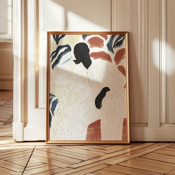 Modern Abstract Figure Art Print, Neutral Tones And Earthy Textures, Minimalist Silhouette, Contemporary Boho, Serene Aesthetic Wall Art, Modern Wall Decor, 8x12 UNFRAMED