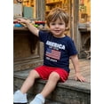 thumbnail image 5 of BemeyourBBs Toddler Baby Boys 4th of July Outfit Patriot 250 Years Anniversary Independent Day Outfit Short Sleeve Letters Flag Embroidery T-shirt and Pockets Shorts Set Toddler Boys Summer Clothes, 5 of 9