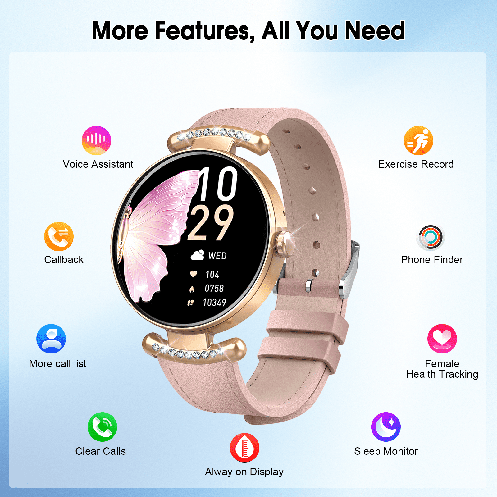 Smart Watches for Women, 1.2'' AMOLED HD Round Screen Fitness Trackers with Bluetooth Call (Answer/Make/Text), 100+ Sports Mode, IP68 Waterproof Women Smart Watch for Android IOS