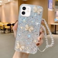 thumbnail image 1 of For iPhone 12 mini Starry Sequin Jade Butterfly Epoxy TPU Phone Case with, iPhone 14, 1 of 6