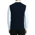 thumbnail image 2 of Kallspin Men's Wool Blend Cable-Knit V Neck Sleeveless Cardigan Vest Sweater(Navy Blue,2X-Large), 2 of 5