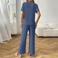 thumbnail image 7 of cfhntfmh Lounge Sets for Women Fall Ribbed Knit 2 Piece Pajama Sets Casual Short Sleeve Top and Long Pants Matching Outfits, 7 of 7