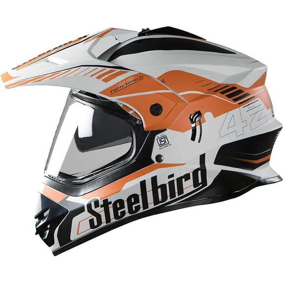 SB-42 Airbone Mat White & L.Orange +P-Cap With Plain Visor L Size 600 mm