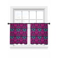 thumbnail image 7 of Pink Turquoise Abstract Sheer Curtains 54 Inch Length 2 Panels Set, Ethnic Modern Geometric Aesthetics Voile Window Treatment Rod Pocket Short Kitchen Curtains Drapes for Bedroom 52"x54"x2, 7 of 7