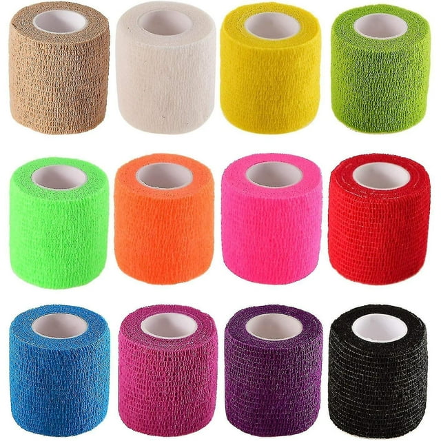 12 Pieces Adhesive Bandage Wrap Stretch Self-adherent Tape For Sports, Wrist