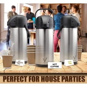 Vondior Thermal Airpot Coffee & Tea Beverage Urn, Silver, Large, 102 oz