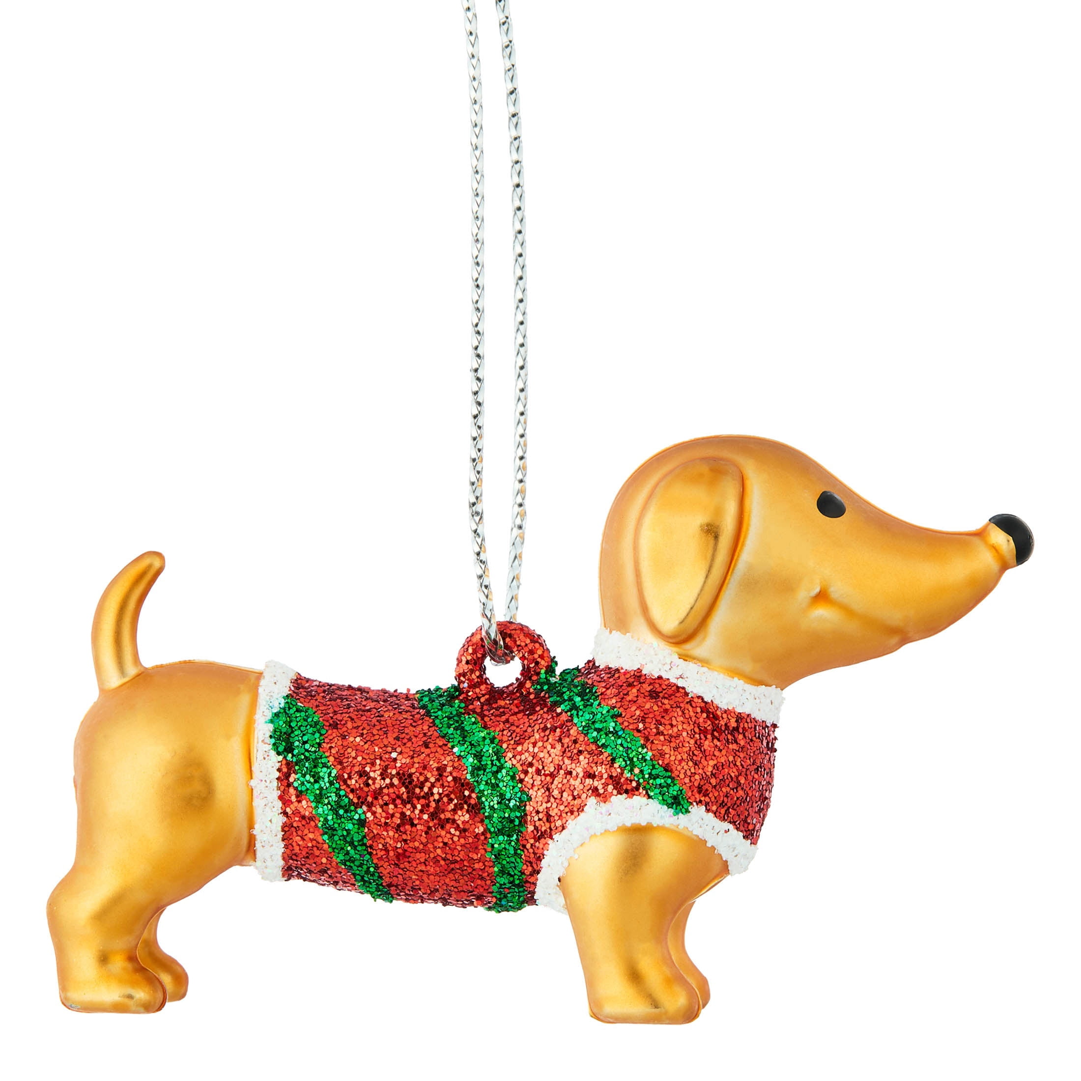 3-Count Gold/Red/Green Dachshund Dog Mini Christmas Ornaments, 1.5", by Holiday Time
