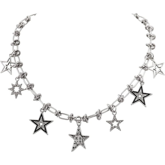 Grunge Star Pendant Choker Stainless Steel Necklace Punk Y2K Aesthetic Jewelry for Women
