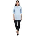 thumbnail image 2 of Phagun Women's Blue Casual 3/4 Sleeve Cotton Modal Embroidered Tunic Shirt-12, 2 of 10