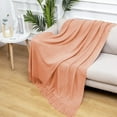 thumbnail image 6 of Btomtd 50"x68" Fringe Wool Blanket for Air Conditioning Afternoon Nap Sofa Throw Blanket Cozy Bed Blanket Warm Blanket, Pink, 6 of 6