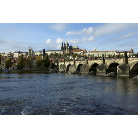 View of Prague Castle and Charles Bridge, Czech Republic Print Wall