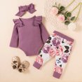 thumbnail image 4 of DPTALR Toddler Kids Girls Ruffle Cotton Clothes Leopard Flowers Print Outfit Bow Set, 4 of 9